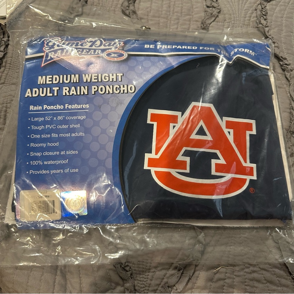Auburn University Medium Weight Adult Rain Poncho - Navy/Orange